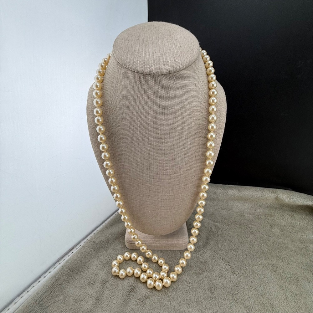 Vintage Imitation Pearl Necklace Glass Flapper 32"